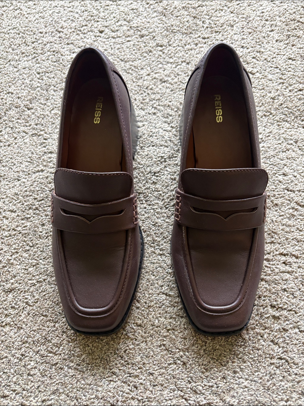 Reiss Heidi Penny Loafer Pump Brown Leather Size 9